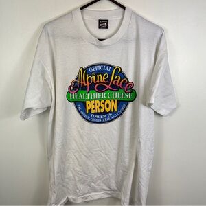 Vintage 90's Alpine Lace Cheese White T Shirt Size XL Diet Tee Food Advertising